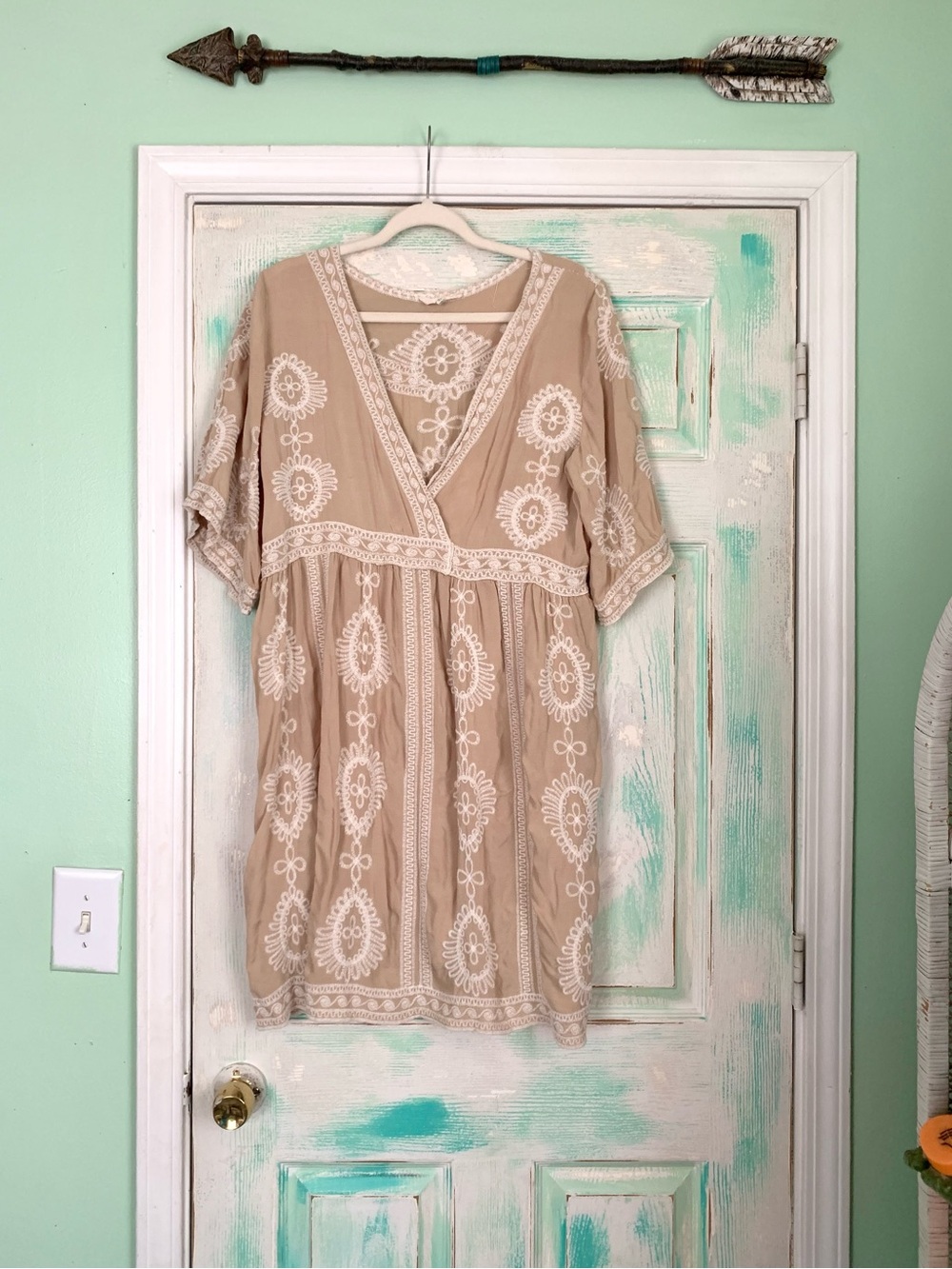Solitaire Swim Beige/Cream Lace Crotchet Boho Dress XL